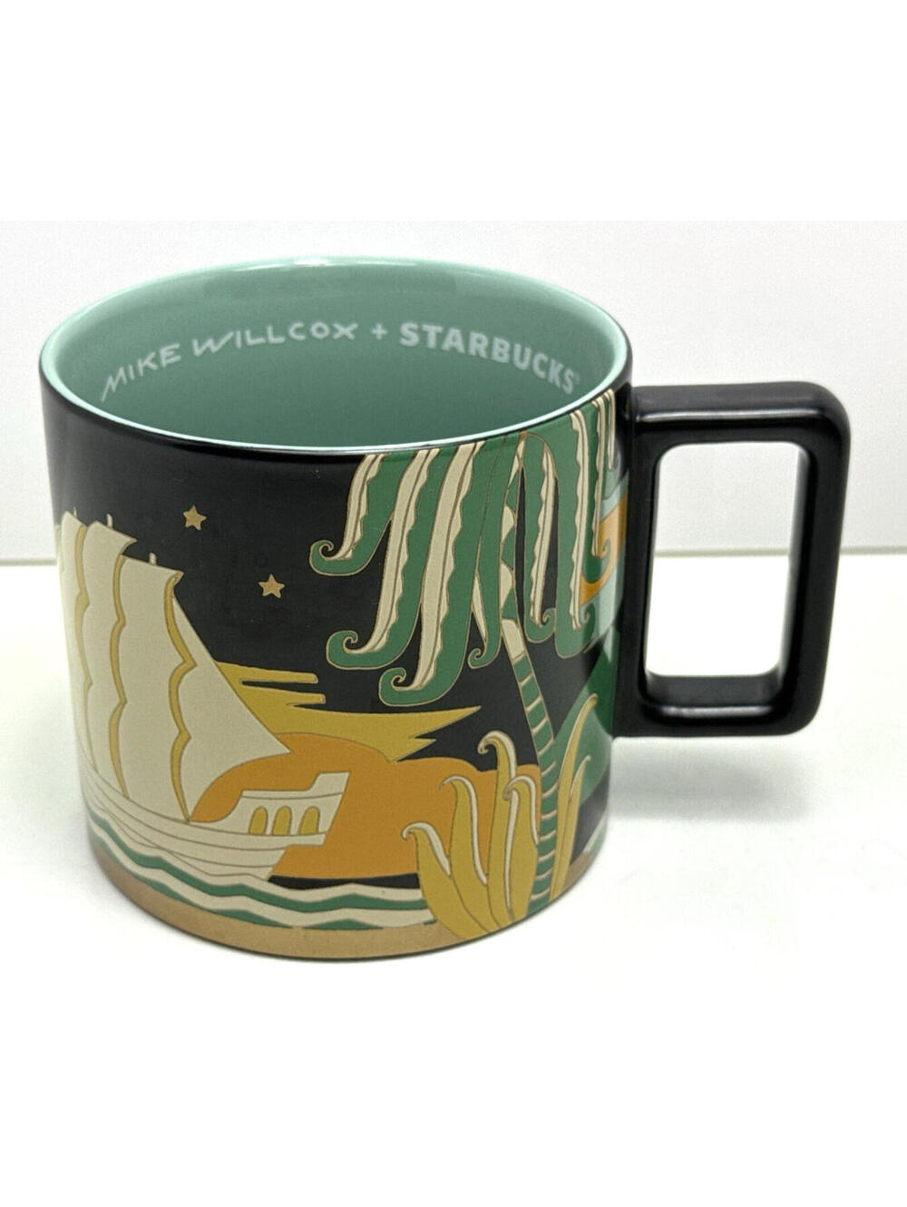 2025 Starbucks Mike Willcox Island Ship Ocean 14oz Art Ceramic Coffee Tea Mug